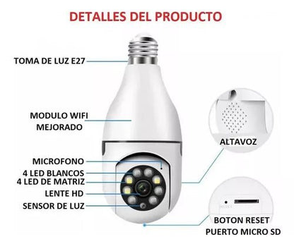 ¡Explora la Seguridad Total con la Cámara de Bombillo 360°! - Max Variedad