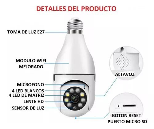 ¡Explora la Seguridad Total con la Cámara de Bombillo 360°! - Max Variedad